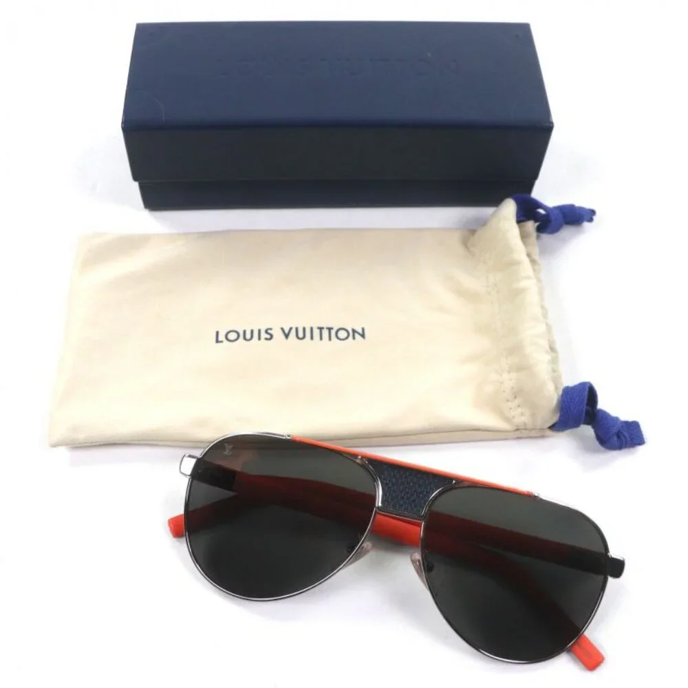 Louis Vuitton Pacific Pilot Eyewear Sunglasses Silver Orange Damier